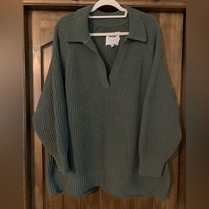 Aerie XXL green v neck collar sweater